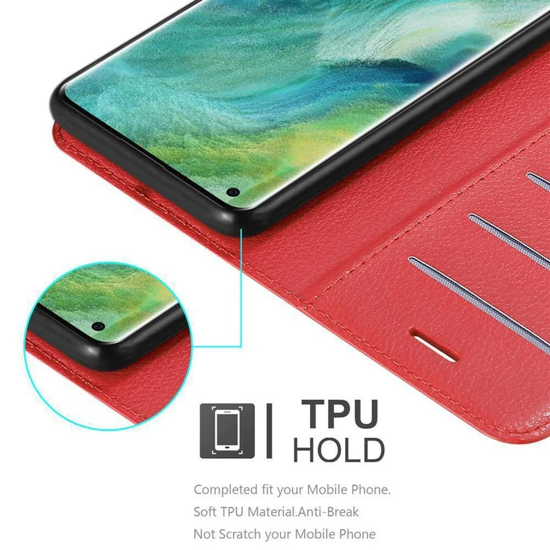 Cadorabo Hülle kompatibel mit Oppo FIND X2 PRO Schutzhülle mit Magnetverschluss, Standfunktion und Kartenfach