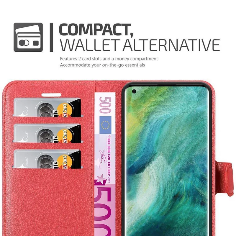 Cadorabo Hülle kompatibel mit Oppo FIND X2 PRO Schutzhülle mit Magnetverschluss, Standfunktion und Kartenfach