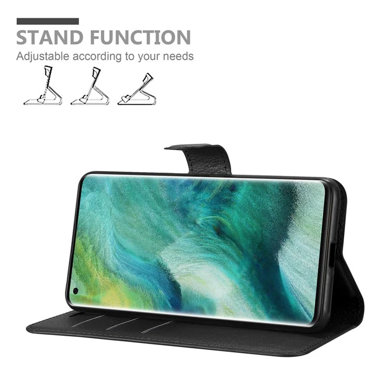 Cadorabo Hülle kompatibel mit Oppo FIND X2 PRO Schutzhülle mit Magnetverschluss, Standfunktion und Kartenfach