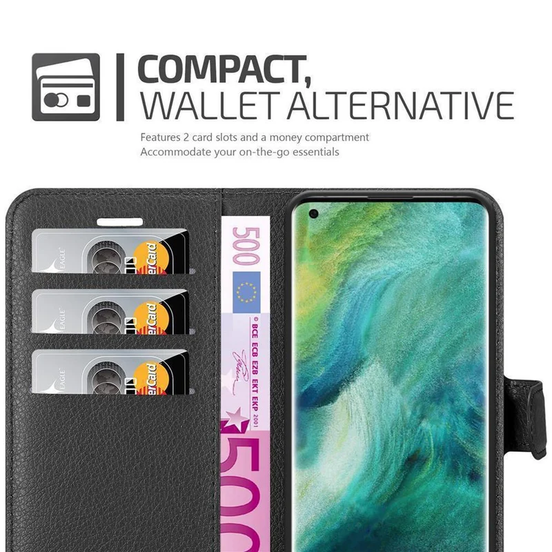 Cadorabo Hülle kompatibel mit Oppo FIND X2 PRO Schutzhülle mit Magnetverschluss, Standfunktion und Kartenfach