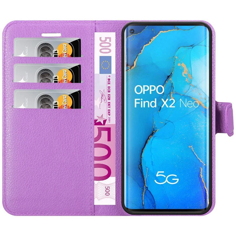Cadorabo Hülle kompatibel mit Oppo FIND X2 NEO Schutzhülle mit Magnetverschluss, Standfunktion und Kartenfach