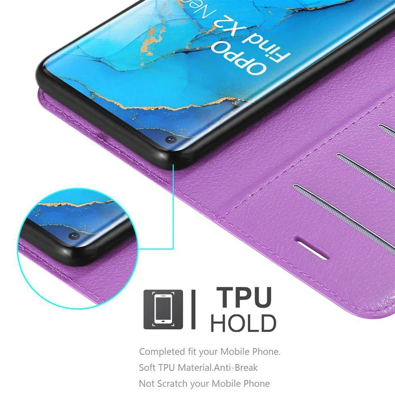 Cadorabo Hülle kompatibel mit Oppo FIND X2 NEO Schutzhülle mit Magnetverschluss, Standfunktion und Kartenfach