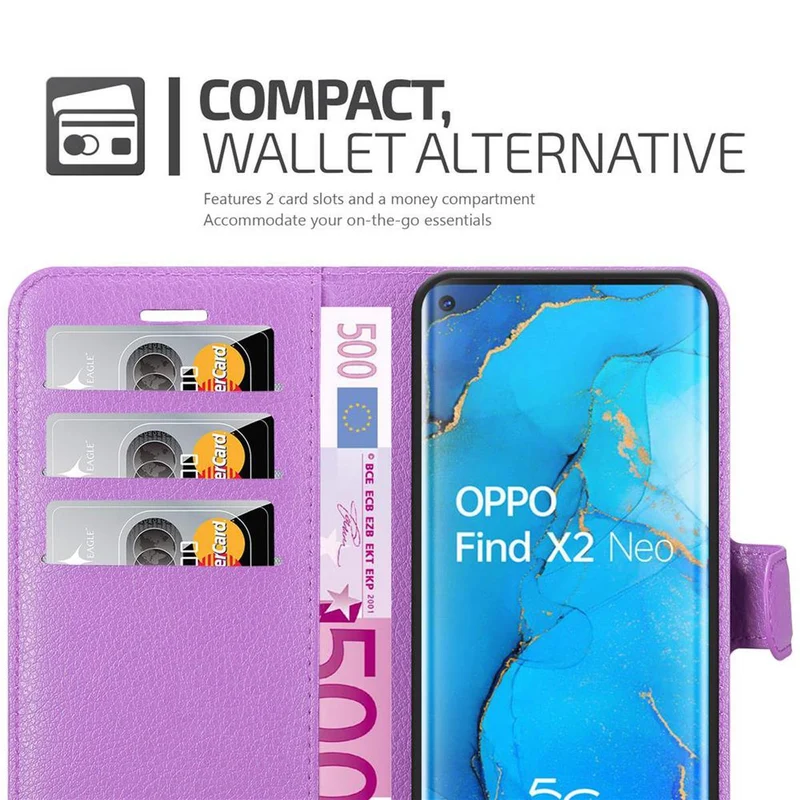Cadorabo Hülle kompatibel mit Oppo FIND X2 NEO Schutzhülle mit Magnetverschluss, Standfunktion und Kartenfach