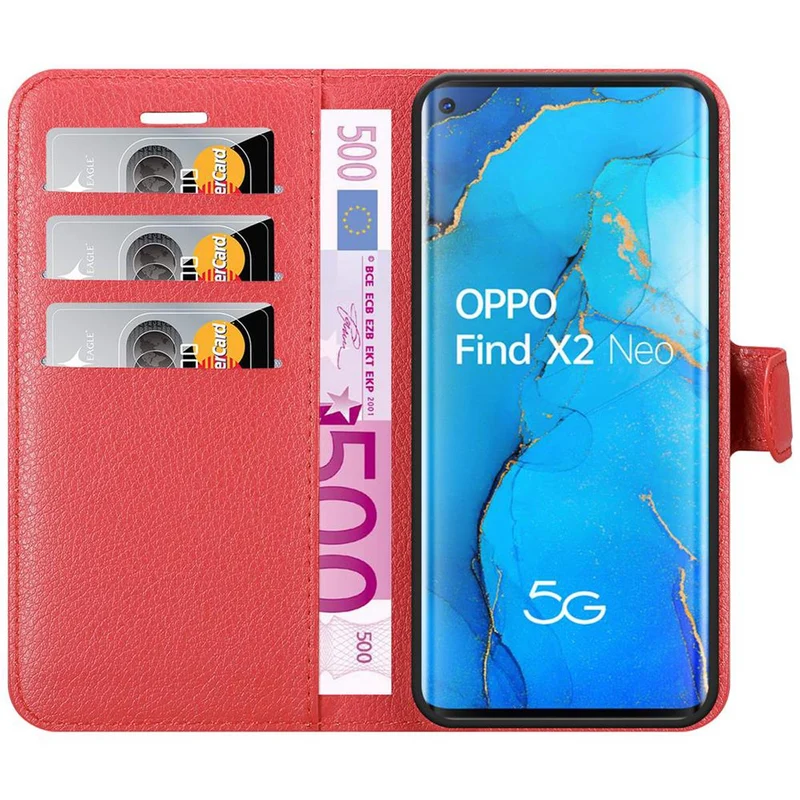 Cadorabo Hülle kompatibel mit Oppo FIND X2 NEO Schutzhülle mit Magnetverschluss, Standfunktion und Kartenfach