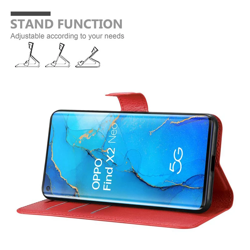 Cadorabo Hülle kompatibel mit Oppo FIND X2 NEO Schutzhülle mit Magnetverschluss, Standfunktion und Kartenfach