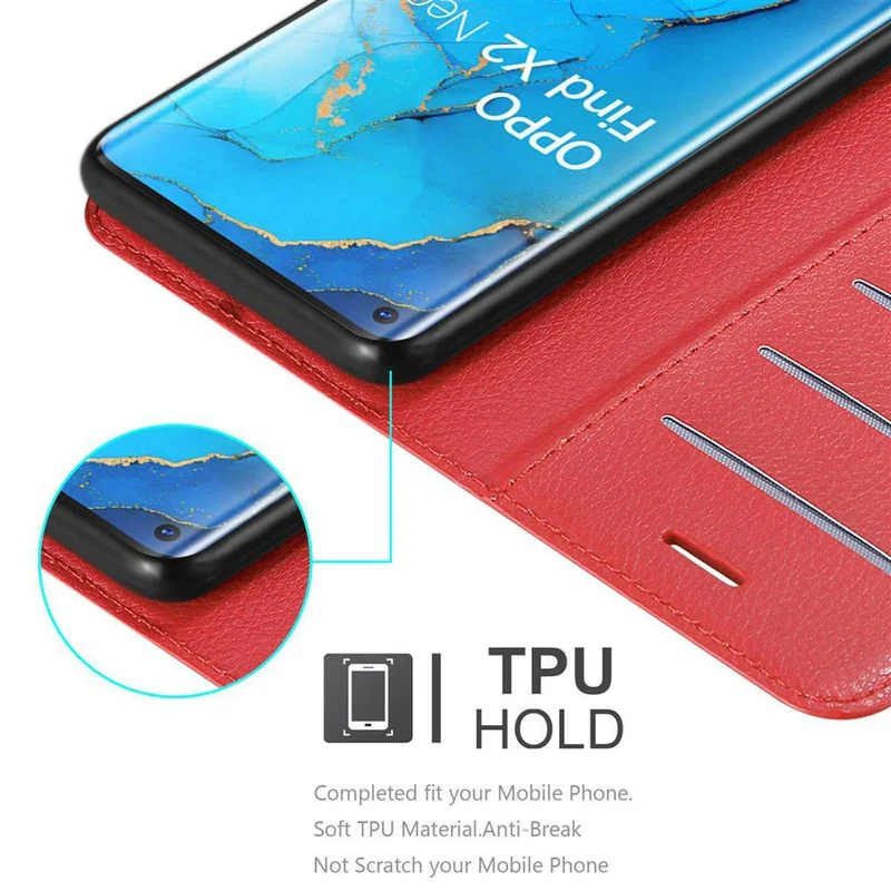 Cadorabo Hülle kompatibel mit Oppo FIND X2 NEO Schutzhülle mit Magnetverschluss, Standfunktion und Kartenfach