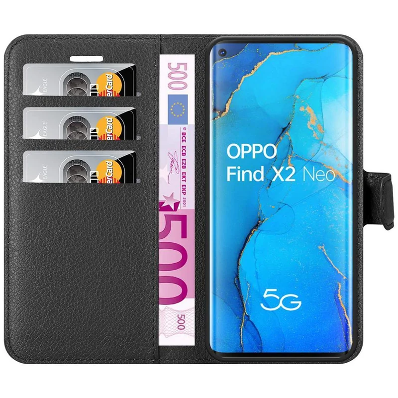 Cadorabo Hülle kompatibel mit Oppo FIND X2 NEO Schutzhülle mit Magnetverschluss, Standfunktion und Kartenfach