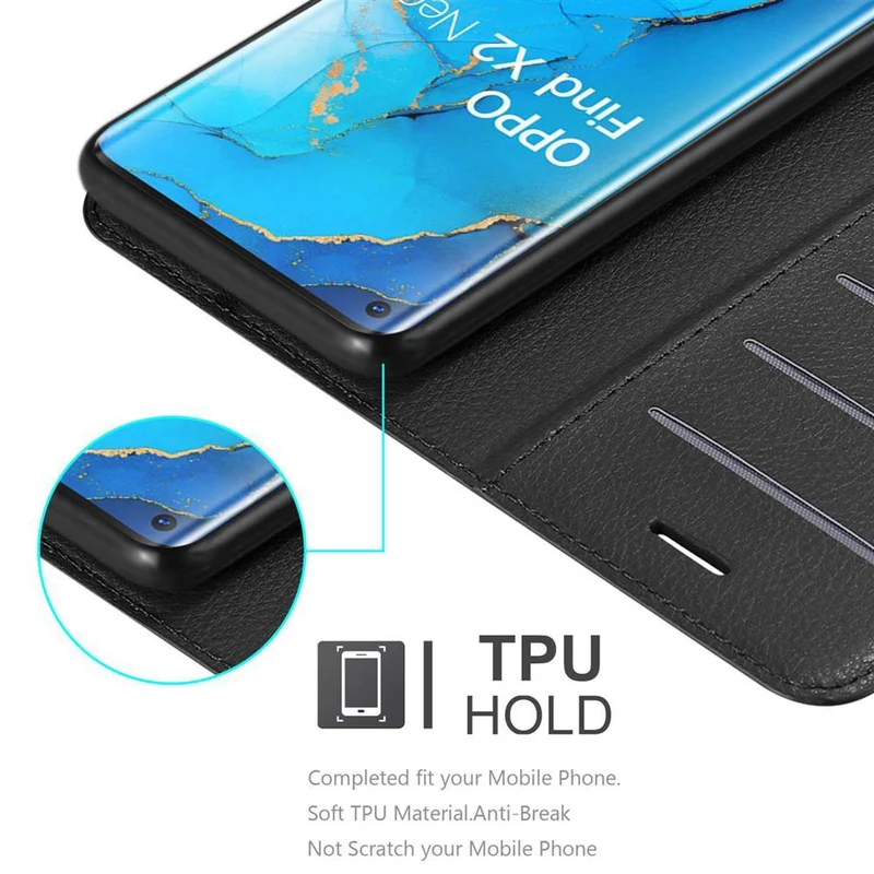 Cadorabo Hülle kompatibel mit Oppo FIND X2 NEO Schutzhülle mit Magnetverschluss, Standfunktion und Kartenfach