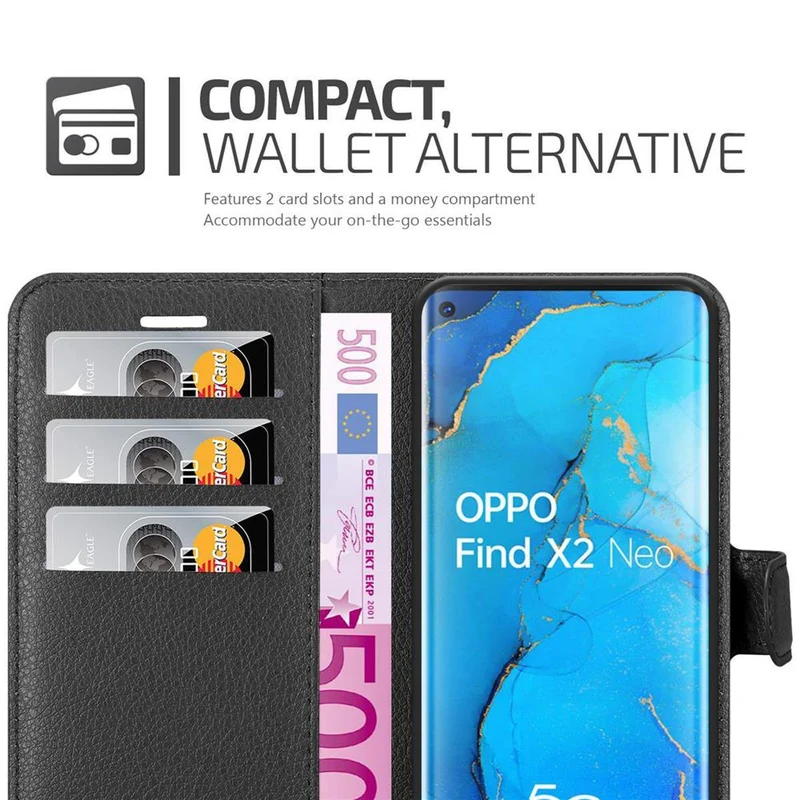 Cadorabo Hülle kompatibel mit Oppo FIND X2 NEO Schutzhülle mit Magnetverschluss, Standfunktion und Kartenfach