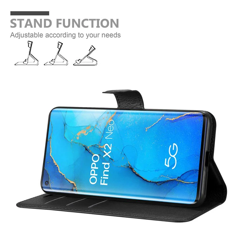 Cadorabo Hülle kompatibel mit Oppo FIND X2 NEO Schutzhülle mit Magnetverschluss, Standfunktion und Kartenfach