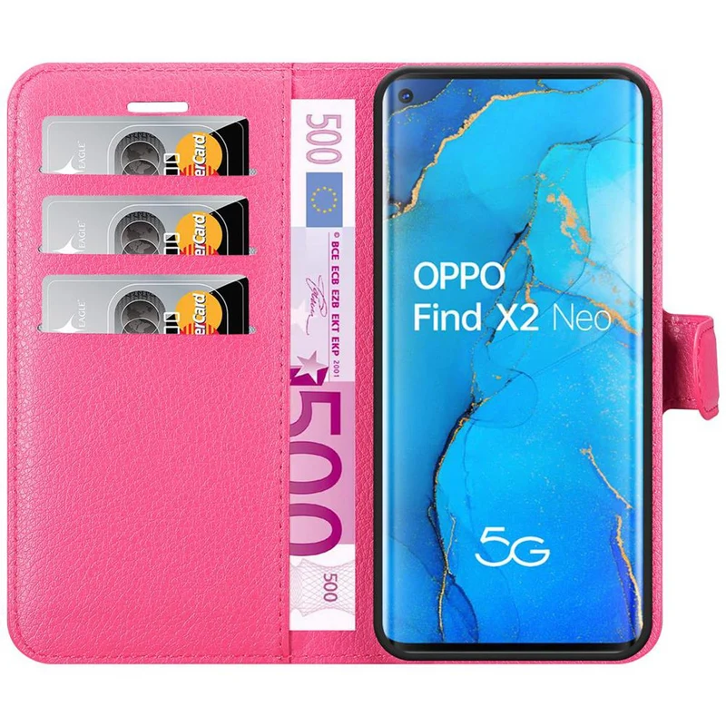Cadorabo Hülle kompatibel mit Oppo FIND X2 NEO Schutzhülle mit Magnetverschluss, Standfunktion und Kartenfach