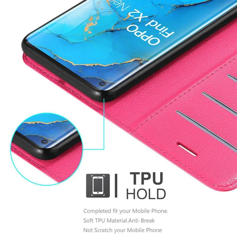 Cadorabo Hülle kompatibel mit Oppo FIND X2 NEO Schutzhülle mit Magnetverschluss, Standfunktion und Kartenfach