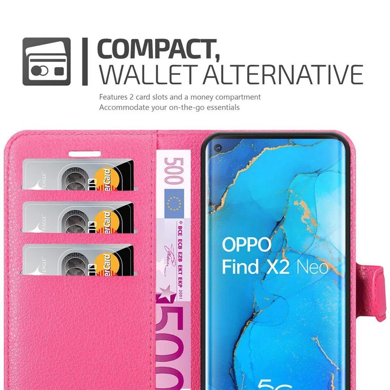 Cadorabo Hülle kompatibel mit Oppo FIND X2 NEO Schutzhülle mit Magnetverschluss, Standfunktion und Kartenfach