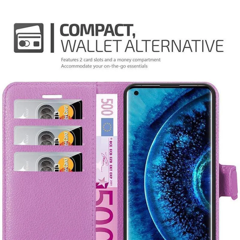 Cadorabo Hülle kompatibel mit Oppo FIND X2 Schutzhülle mit Magnetverschluss, Standfunktion und Kartenfach