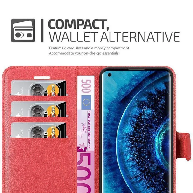 Cadorabo Hülle kompatibel mit Oppo FIND X2 Schutzhülle mit Magnetverschluss, Standfunktion und Kartenfach
