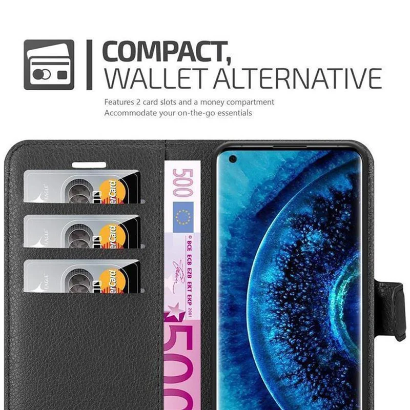 Cadorabo Hülle kompatibel mit Oppo FIND X2 Schutzhülle mit Magnetverschluss, Standfunktion und Kartenfach