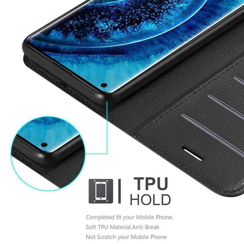 Cadorabo Hülle kompatibel mit Oppo FIND X2 Schutzhülle mit Magnetverschluss, Standfunktion und Kartenfach