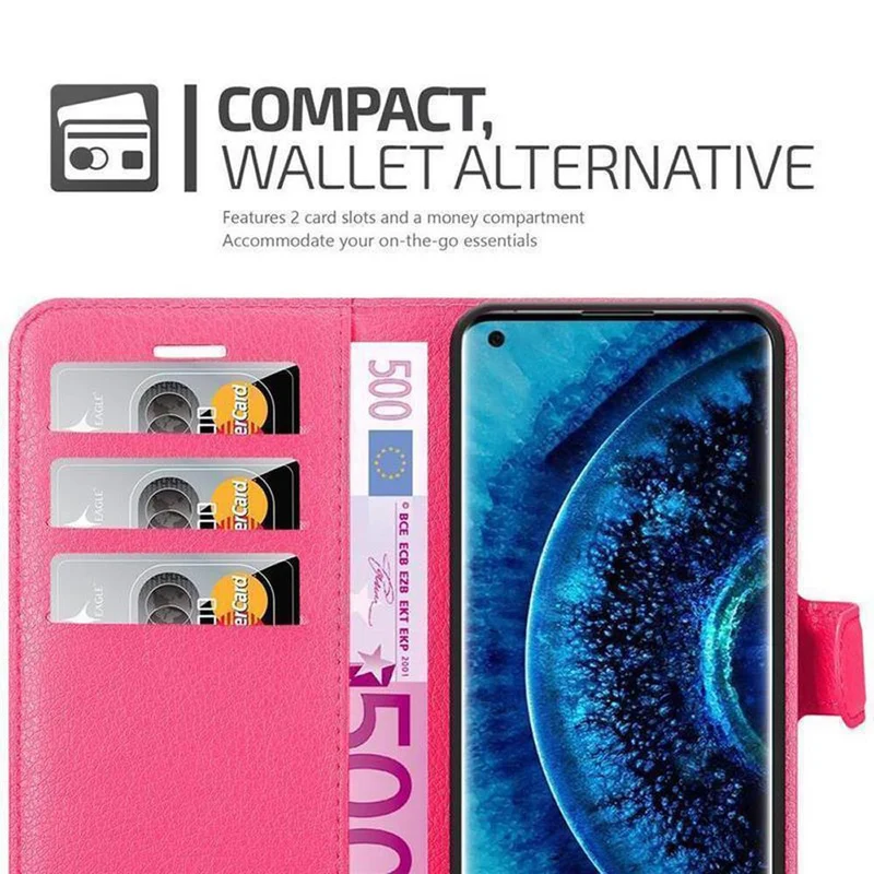 Cadorabo Hülle kompatibel mit Oppo FIND X2 Schutzhülle mit Magnetverschluss, Standfunktion und Kartenfach