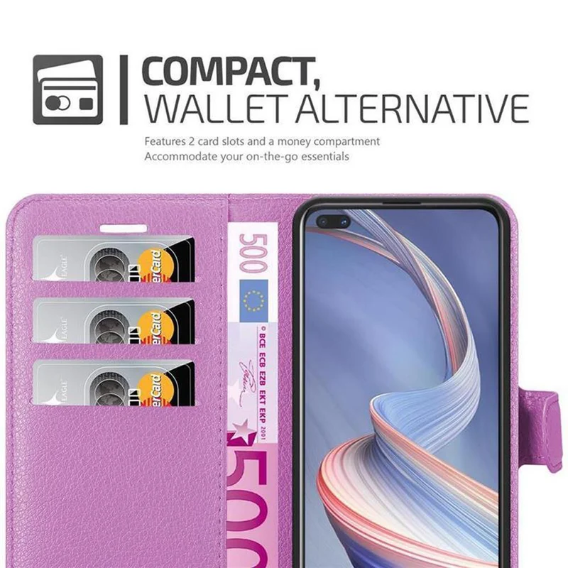 Cadorabo Hülle kompatibel mit Oppo A92s Schutzhülle mit Magnetverschluss, Standfunktion und Kartenfach