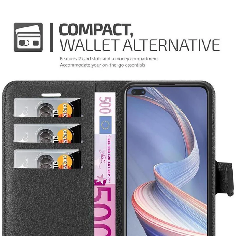 Cadorabo Hülle kompatibel mit Oppo A92s Schutzhülle mit Magnetverschluss, Standfunktion und Kartenfach