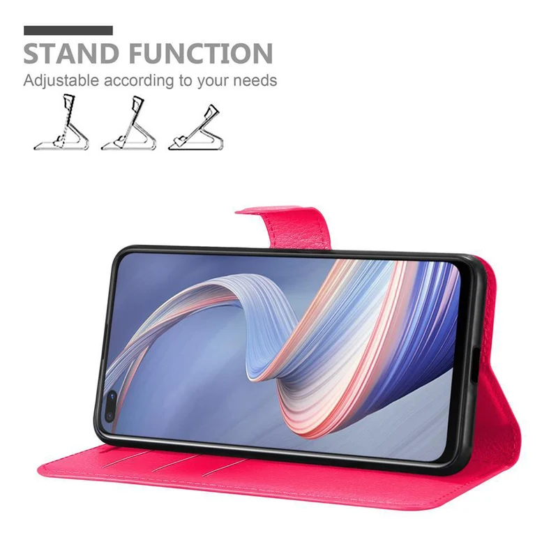 Cadorabo Hülle kompatibel mit Oppo A92s Schutzhülle mit Magnetverschluss, Standfunktion und Kartenfach