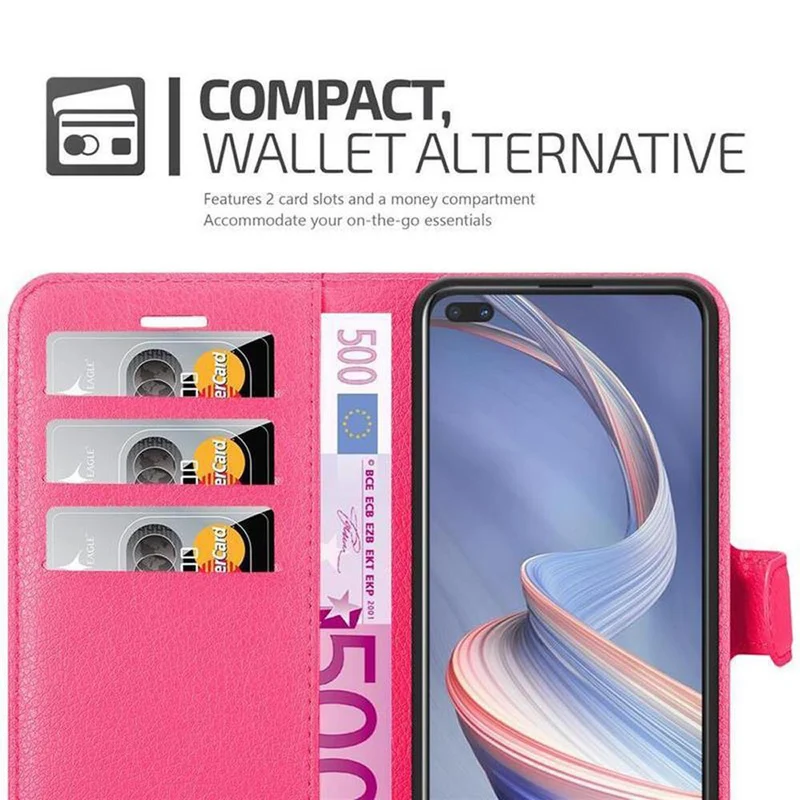 Cadorabo Hülle kompatibel mit Oppo A92s Schutzhülle mit Magnetverschluss, Standfunktion und Kartenfach