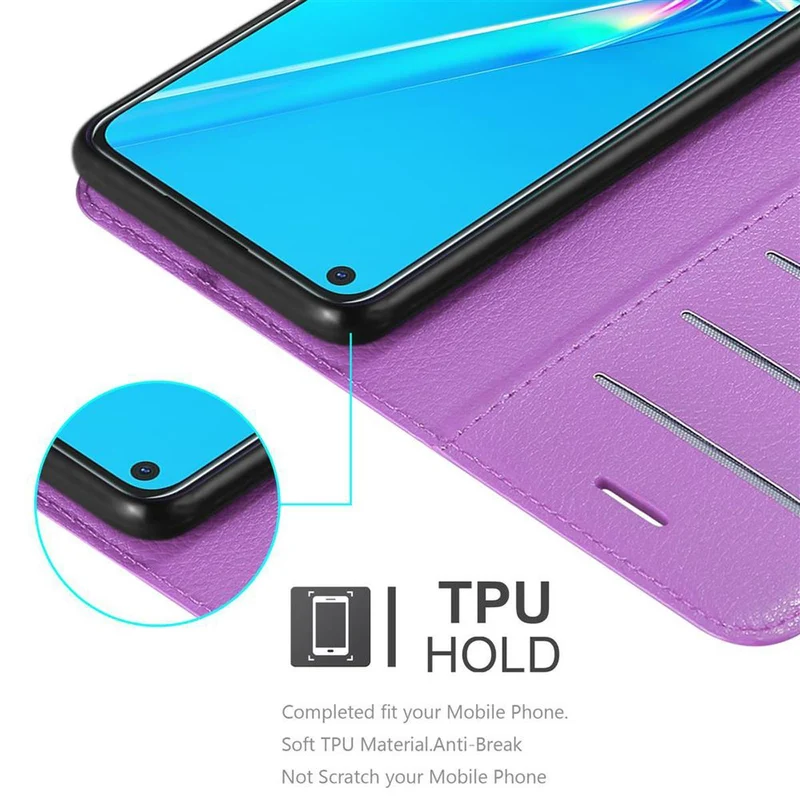 Cadorabo Hülle kompatibel mit Oppo A92 Schutzhülle mit Magnetverschluss, Standfunktion und Kartenfach