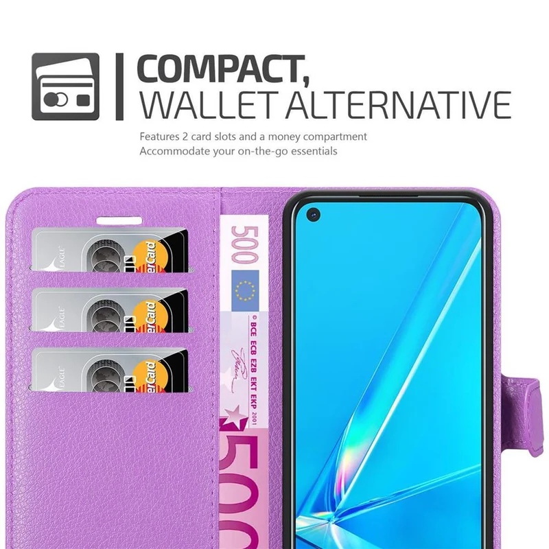 Cadorabo Hülle kompatibel mit Oppo A92 Schutzhülle mit Magnetverschluss, Standfunktion und Kartenfach