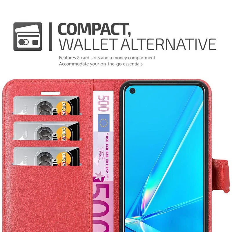 Cadorabo Hülle kompatibel mit Oppo A92 Schutzhülle mit Magnetverschluss, Standfunktion und Kartenfach