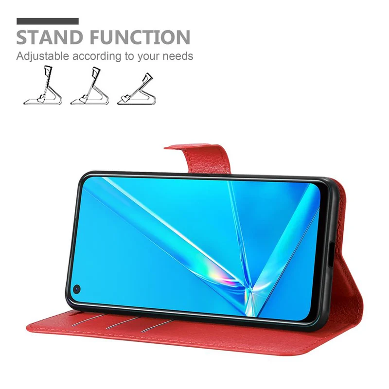 Cadorabo Hülle kompatibel mit Oppo A92 Schutzhülle mit Magnetverschluss, Standfunktion und Kartenfach