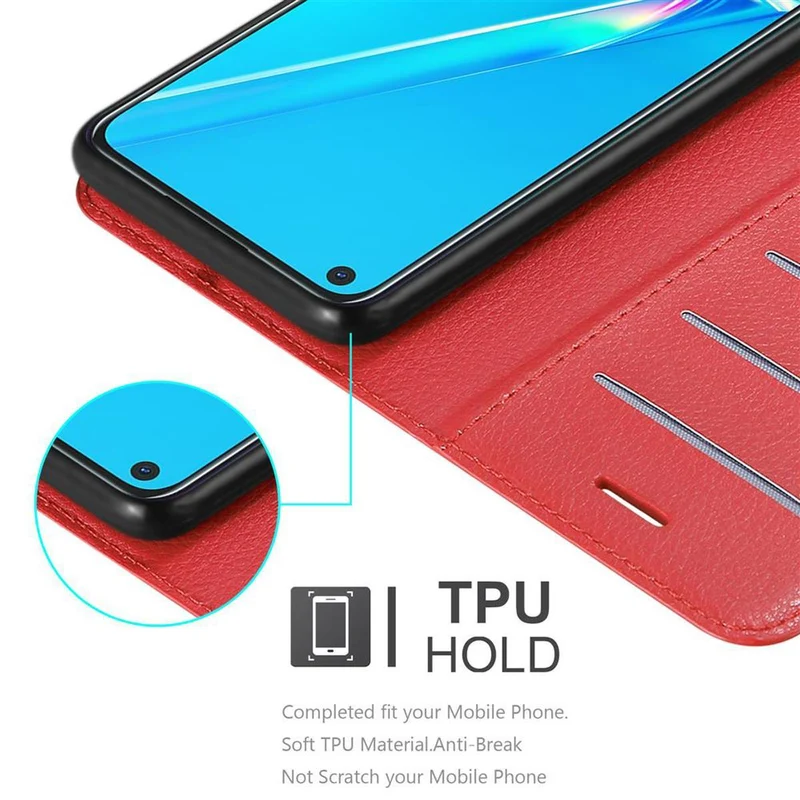 Cadorabo Hülle kompatibel mit Oppo A92 Schutzhülle mit Magnetverschluss, Standfunktion und Kartenfach