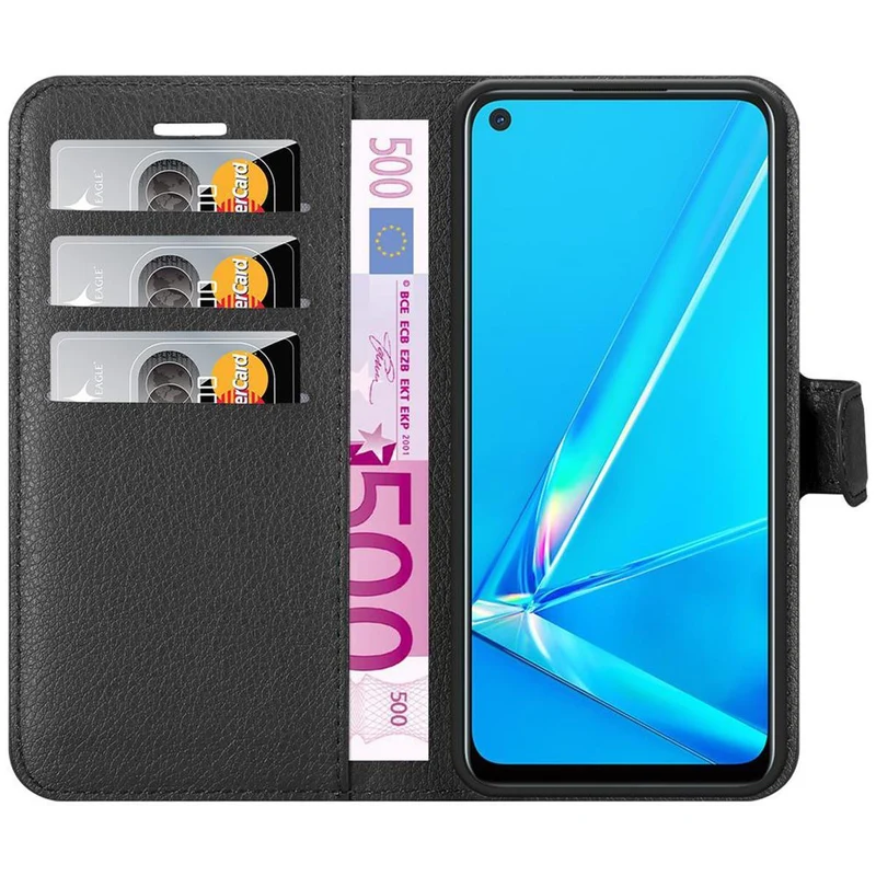 Cadorabo Hülle kompatibel mit Oppo A92 Schutzhülle mit Magnetverschluss, Standfunktion und Kartenfach