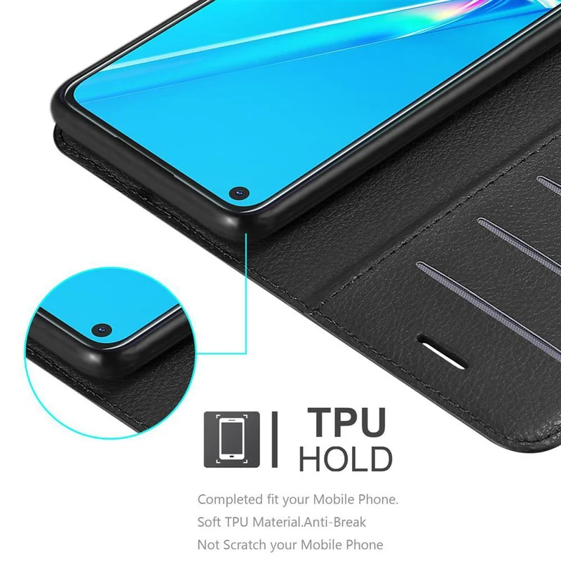 Cadorabo Hülle kompatibel mit Oppo A92 Schutzhülle mit Magnetverschluss, Standfunktion und Kartenfach