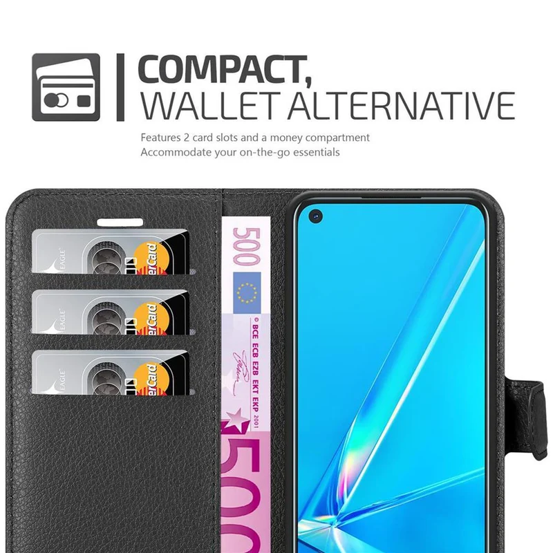 Cadorabo Hülle kompatibel mit Oppo A92 Schutzhülle mit Magnetverschluss, Standfunktion und Kartenfach