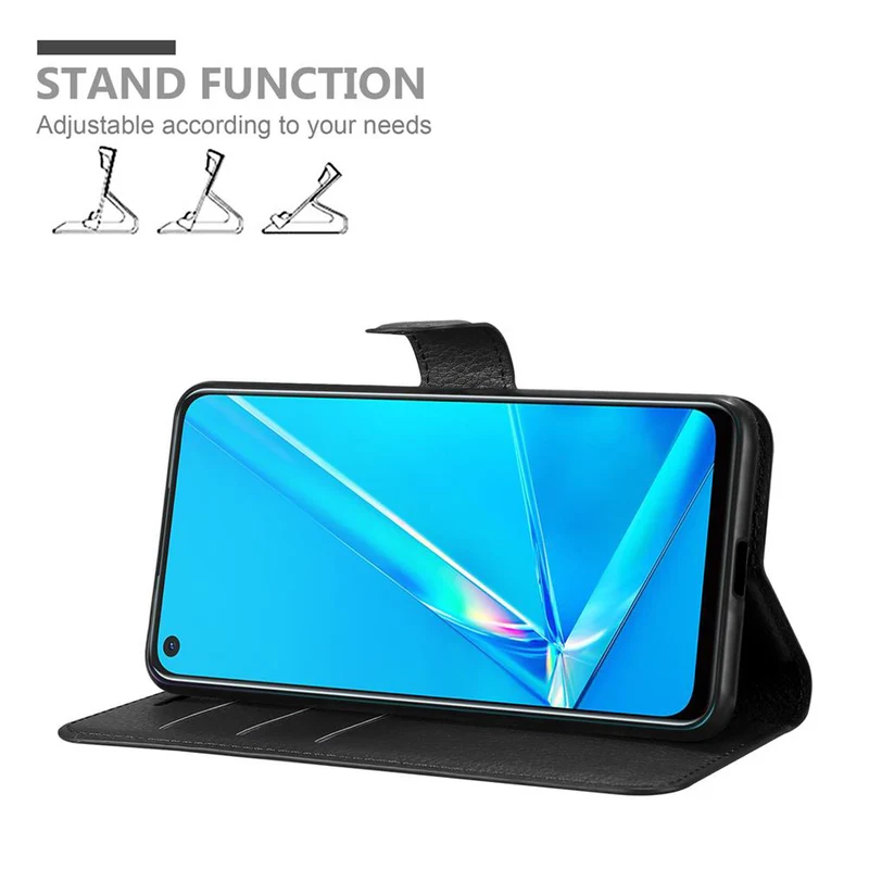 Cadorabo Hülle kompatibel mit Oppo A92 Schutzhülle mit Magnetverschluss, Standfunktion und Kartenfach