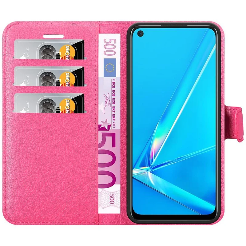 Cadorabo Hülle kompatibel mit Oppo A92 Schutzhülle mit Magnetverschluss, Standfunktion und Kartenfach