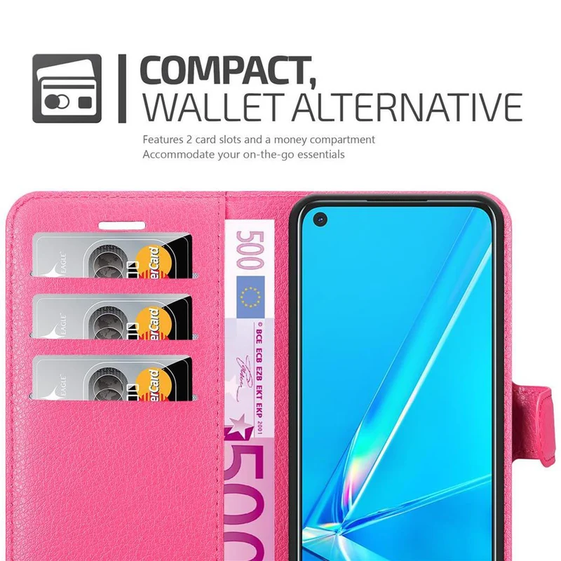 Cadorabo Hülle kompatibel mit Oppo A92 Schutzhülle mit Magnetverschluss, Standfunktion und Kartenfach