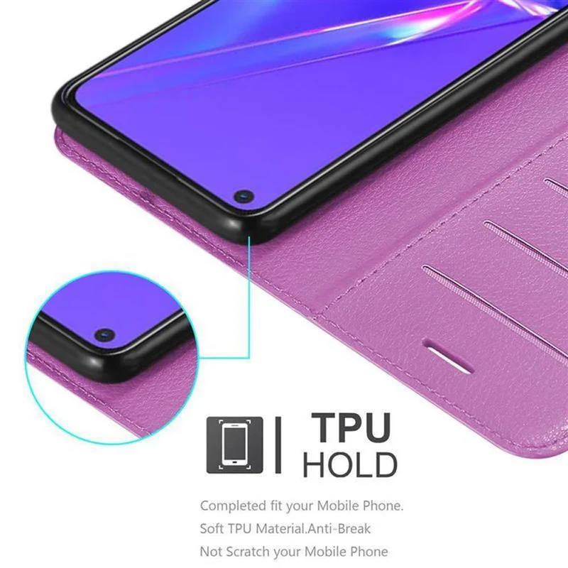 Cadorabo Hülle kompatibel mit Oppo A72 Schutzhülle mit Magnetverschluss, Standfunktion und Kartenfach
