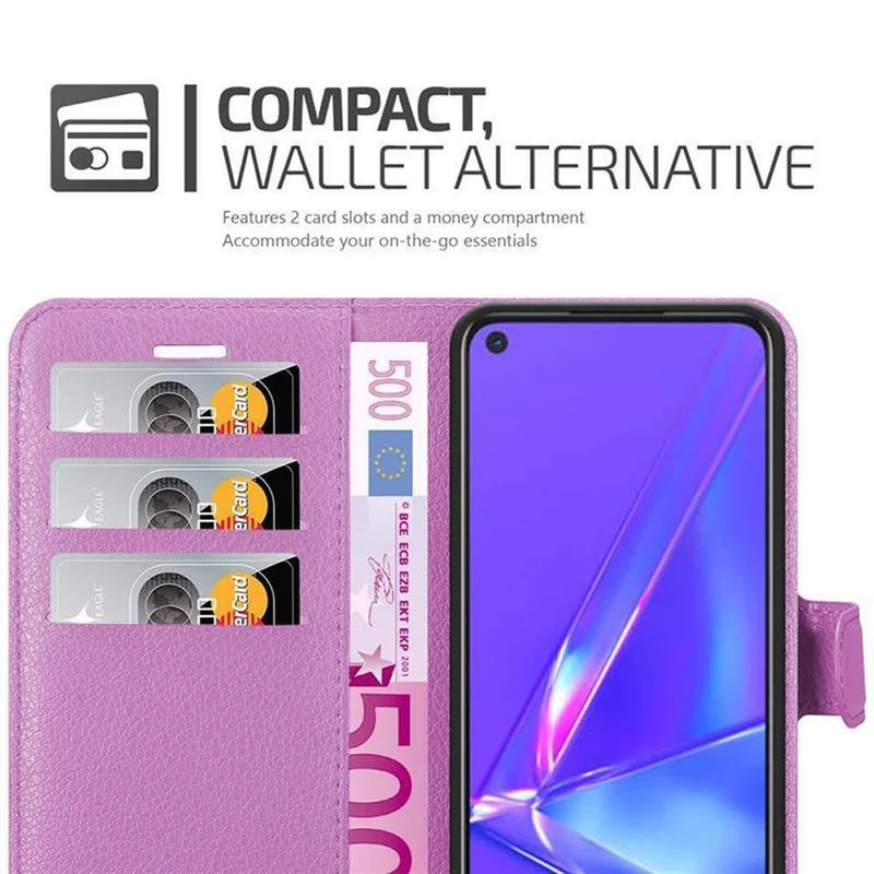 Cadorabo Hülle kompatibel mit Oppo A72 Schutzhülle mit Magnetverschluss, Standfunktion und Kartenfach