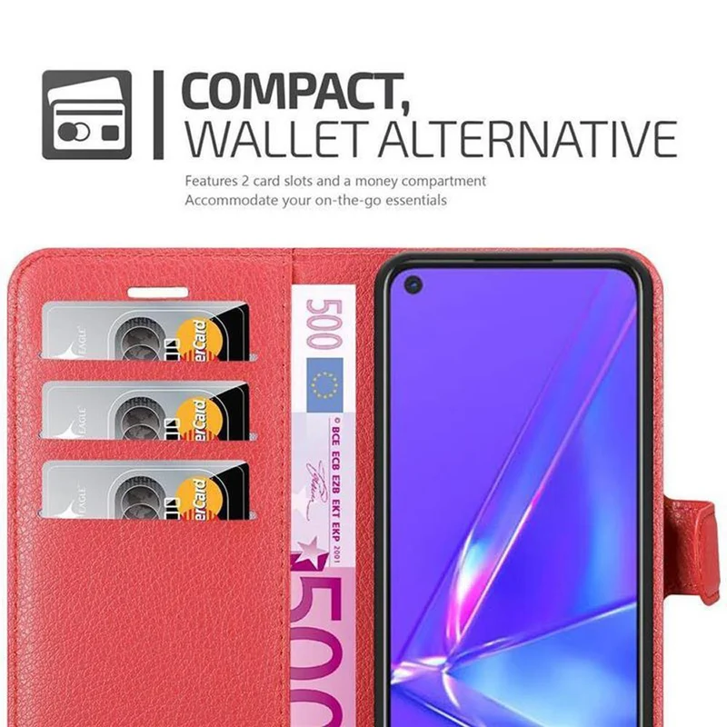 Cadorabo Hülle kompatibel mit Oppo A72 Schutzhülle mit Magnetverschluss, Standfunktion und Kartenfach