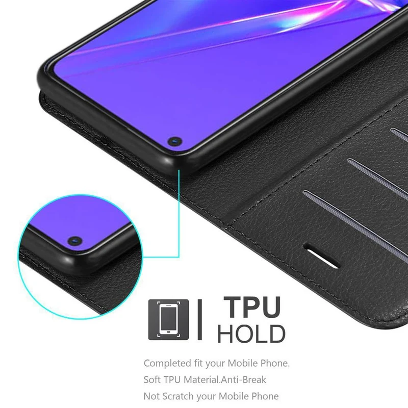 Cadorabo Hülle kompatibel mit Oppo A72 Schutzhülle mit Magnetverschluss, Standfunktion und Kartenfach