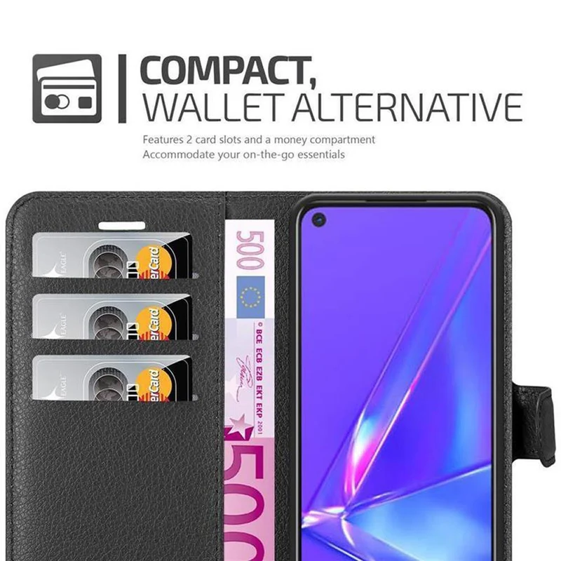 Cadorabo Hülle kompatibel mit Oppo A72 Schutzhülle mit Magnetverschluss, Standfunktion und Kartenfach