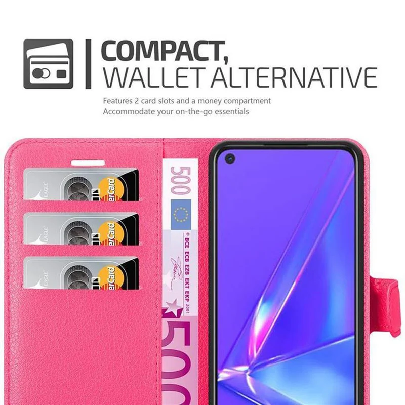 Cadorabo Hülle kompatibel mit Oppo A72 Schutzhülle mit Magnetverschluss, Standfunktion und Kartenfach