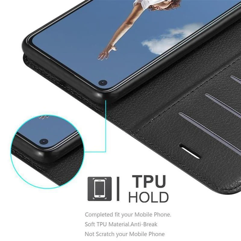 Cadorabo Hülle kompatibel mit Oppo A52 Schutzhülle mit Magnetverschluss, Standfunktion und Kartenfach