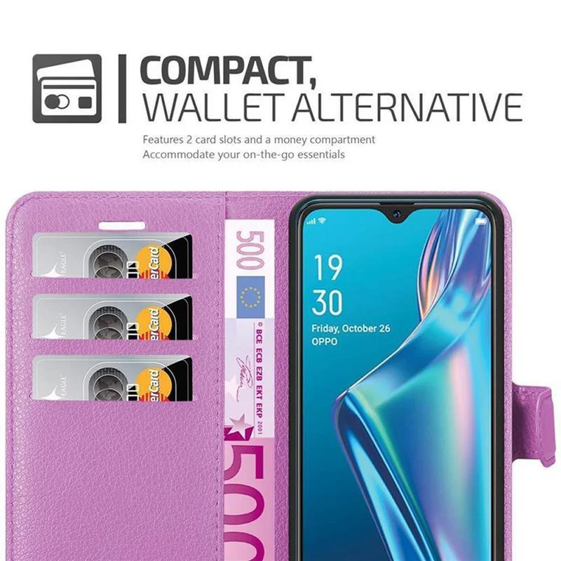 Cadorabo Hülle kompatibel mit Oppo A12 Schutzhülle mit Magnetverschluss, Standfunktion und Kartenfach