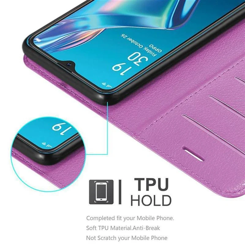 Cadorabo Hülle kompatibel mit Oppo A12 Schutzhülle mit Magnetverschluss, Standfunktion und Kartenfach