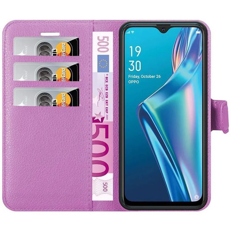 Cadorabo Hülle kompatibel mit Oppo A12 Schutzhülle mit Magnetverschluss, Standfunktion und Kartenfach