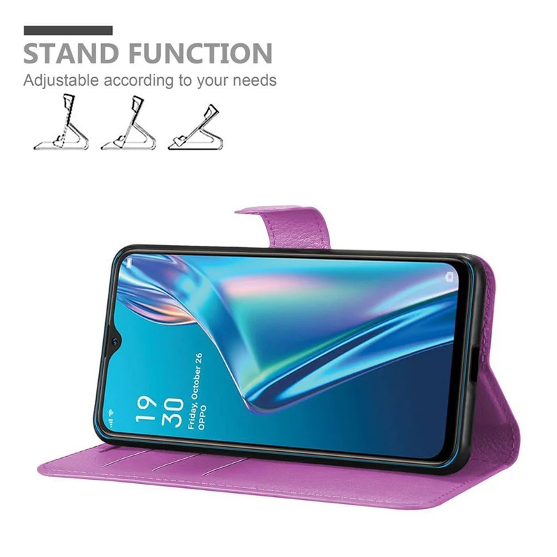 Cadorabo Hülle kompatibel mit Oppo A12 Schutzhülle mit Magnetverschluss, Standfunktion und Kartenfach