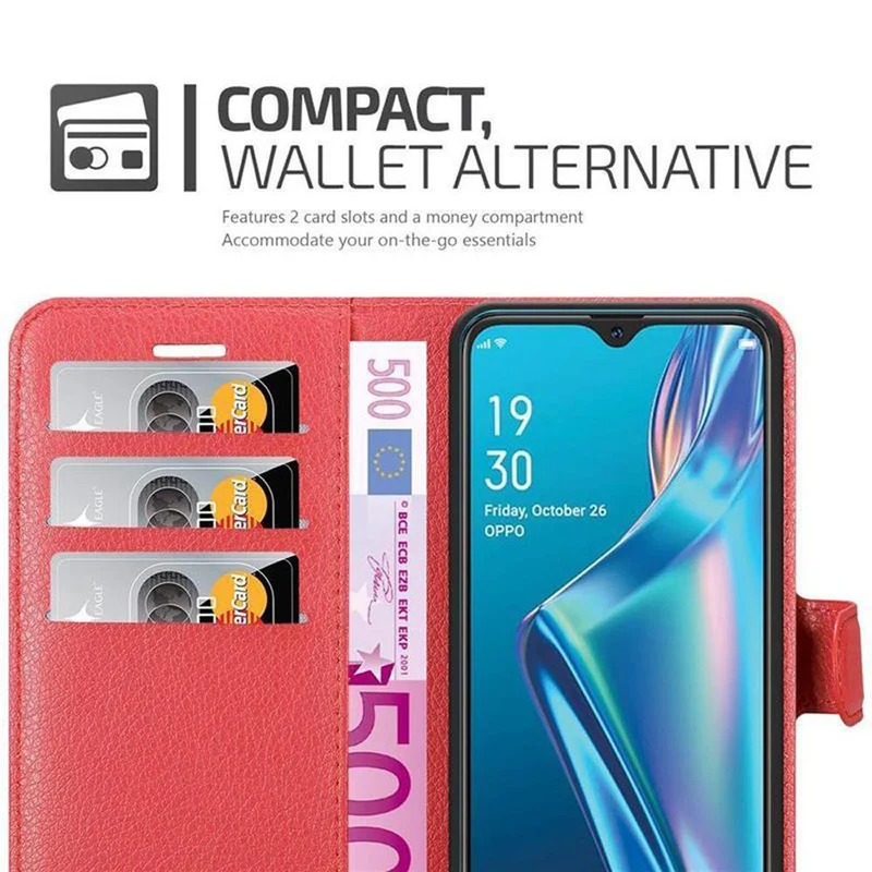 Cadorabo Hülle kompatibel mit Oppo A12 Schutzhülle mit Magnetverschluss, Standfunktion und Kartenfach