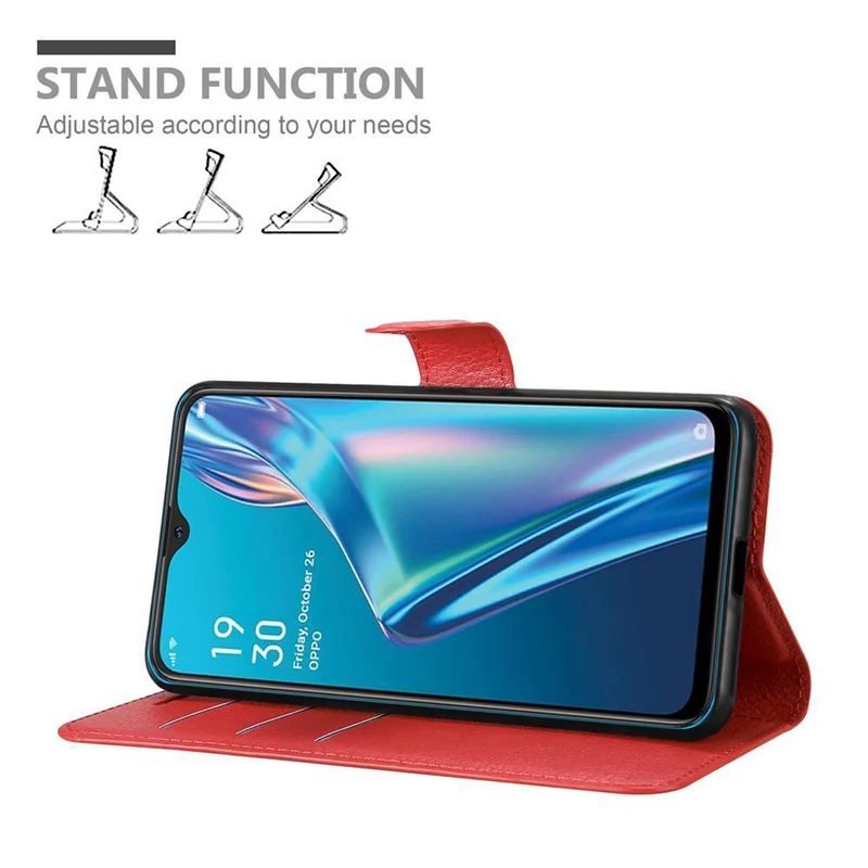 Cadorabo Hülle kompatibel mit Oppo A12 Schutzhülle mit Magnetverschluss, Standfunktion und Kartenfach